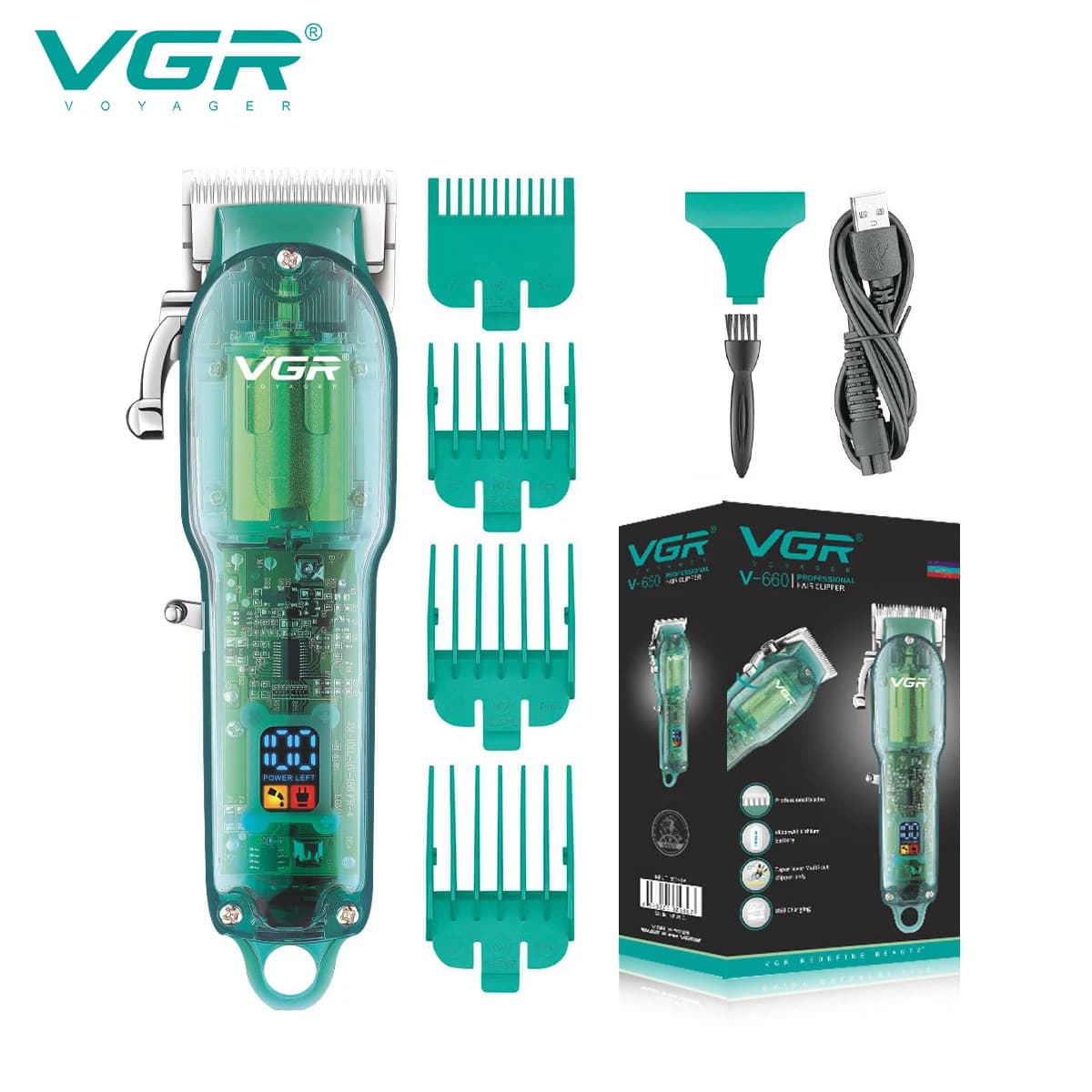 Haircut VGR 660 Transparent haircuts Wireless haircuts Barber electric haircut with digital display for men
