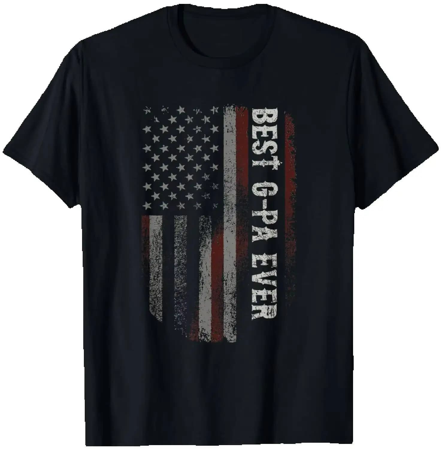 Best G-Pa Ever American Flag Funny Grandpa Father's Day T-Shirt Summer Short-Sleeved Breathable Sweat-Wicking Versatile Trendy