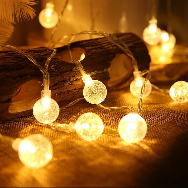 Luci a stringa LED a bolle a batteria AA, effetto oro, per interni, luci fatate per matrimoni, festività, decorazioni Capodanno 2026