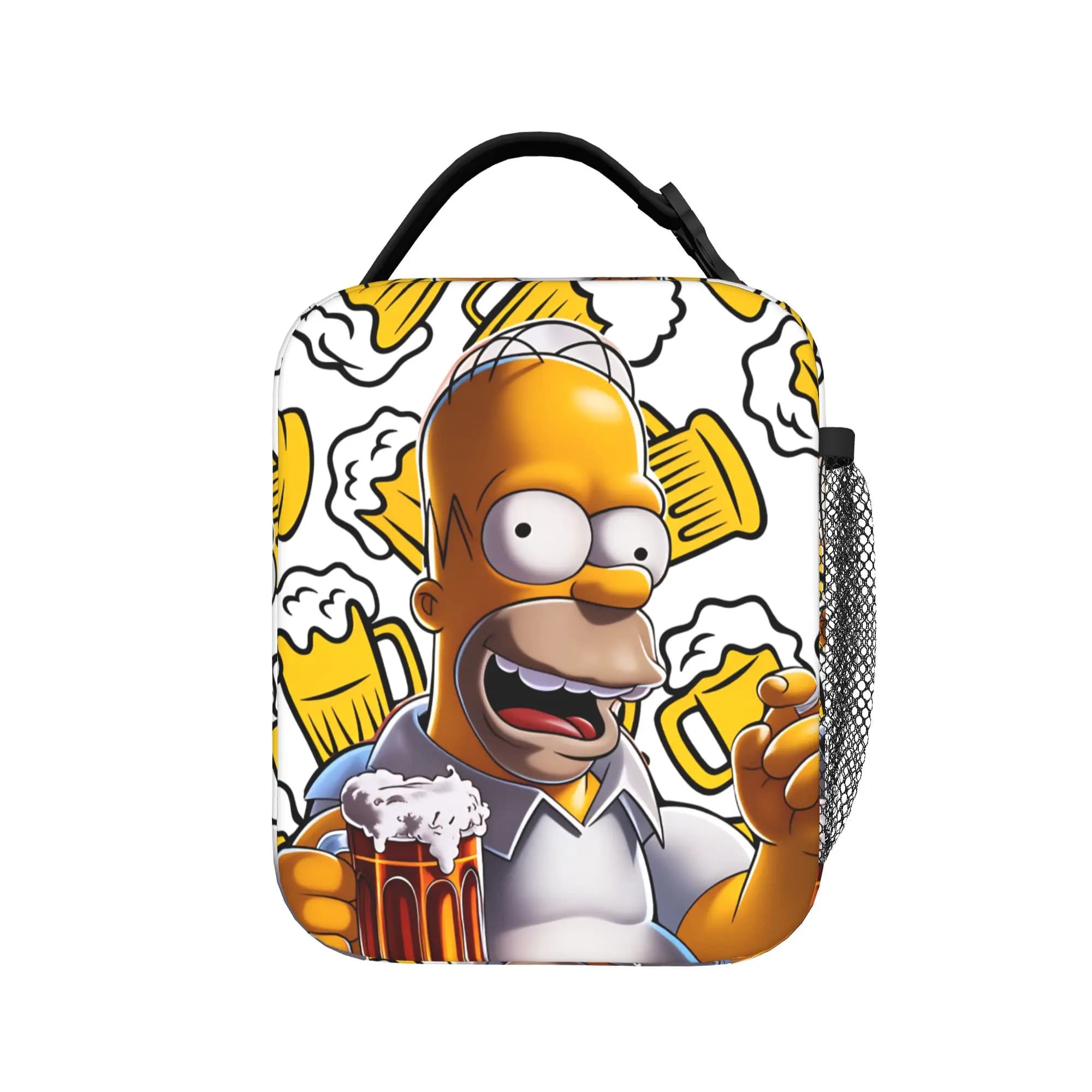 Divertente borsa per il pranzo con stampa S-Simpsons e birra, simpatica borsa termica portatile da viaggio per ragazze, borsa porta pranzo in tessuto Oxford.