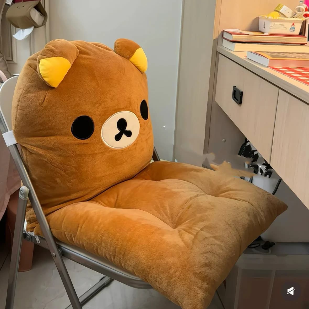 Rilakkuma Kawai All-in-One chair cushion, back cushion, soft and cosy, for dormitory, office, sofa, bedroom, for women