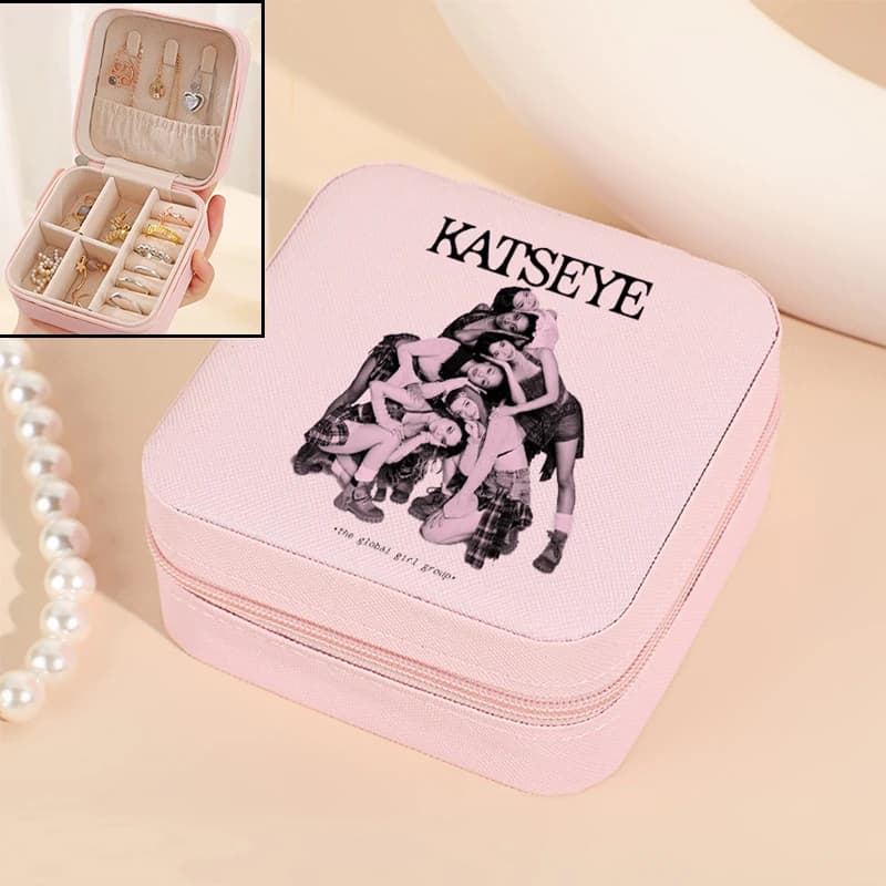 Elegante Scatola Porta Gioielli K POP KATSEYE per Donne, Cofanetto Anime Cartoon per Anelli e Orecchini, Regalo Femminile