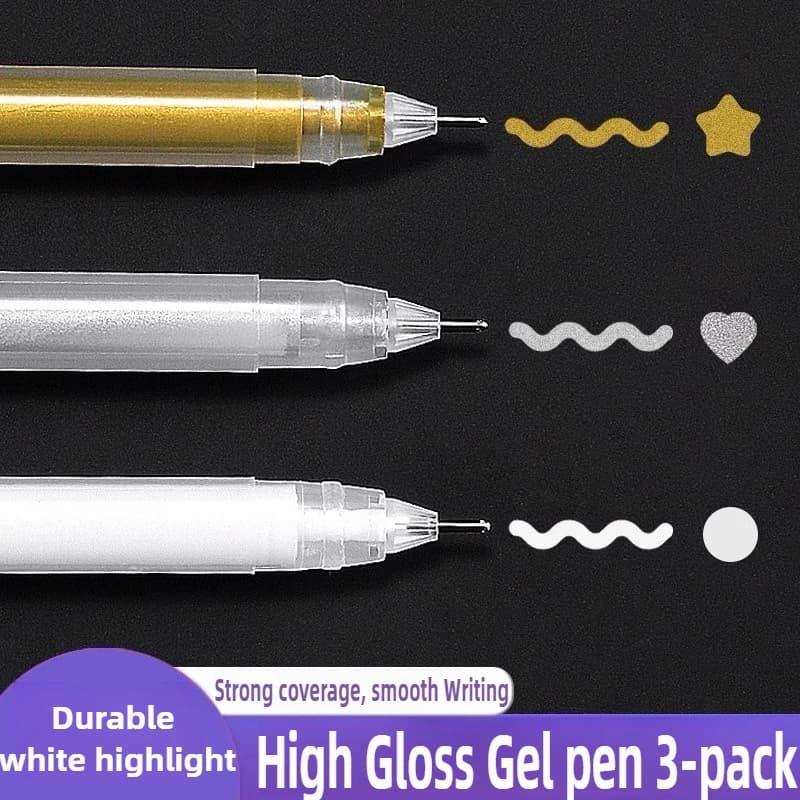 LANGUO Penne gel da disegno sovrapposte in oro/argento/bianco/nero ad alta capacità per pennarelli artistici di ricambio per materiale scolastico di cancelleria
