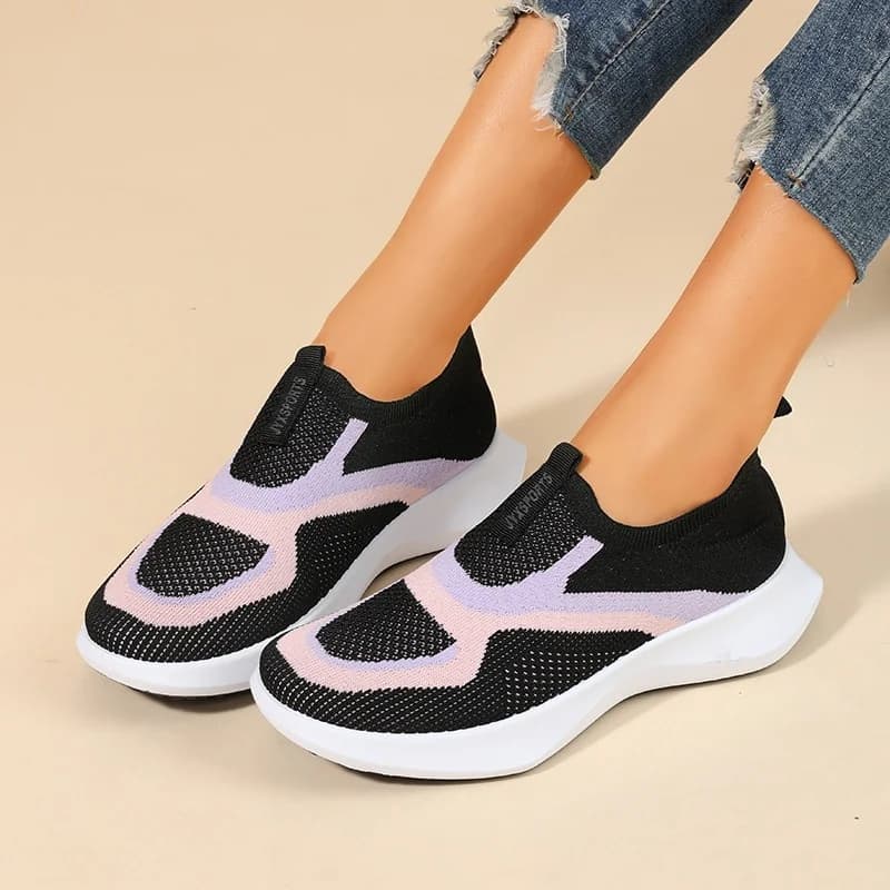 Women's Shoes New Fashion Breathable Non-slip Wear-resistant Outdoor Casual Knit Mesh Slip-On Running Sneakers