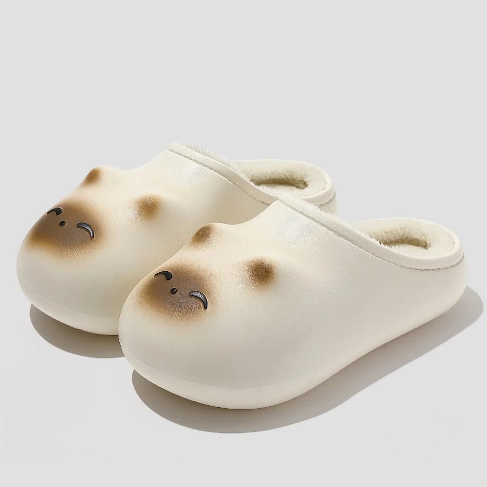 Simpatiche pantofole di peluche per gatti soffici cartoni animati con suola spessa antiscivolo pantofole di pelliccia calde studente cartone animato Y2K pantofole per cani camera da letto