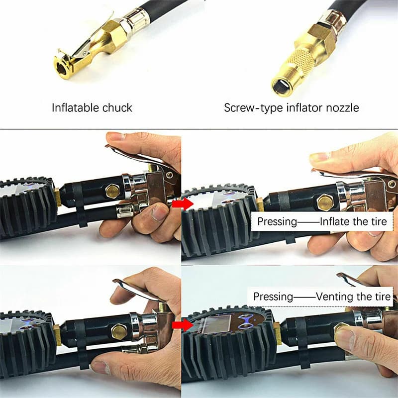 Manometro digitale per gonfiaggio pneumatici Pompa per compressore d'aria Display LCD Retroilluminazione a LED Tester per veicoli Monitoraggio dell'inflazione Manometro
