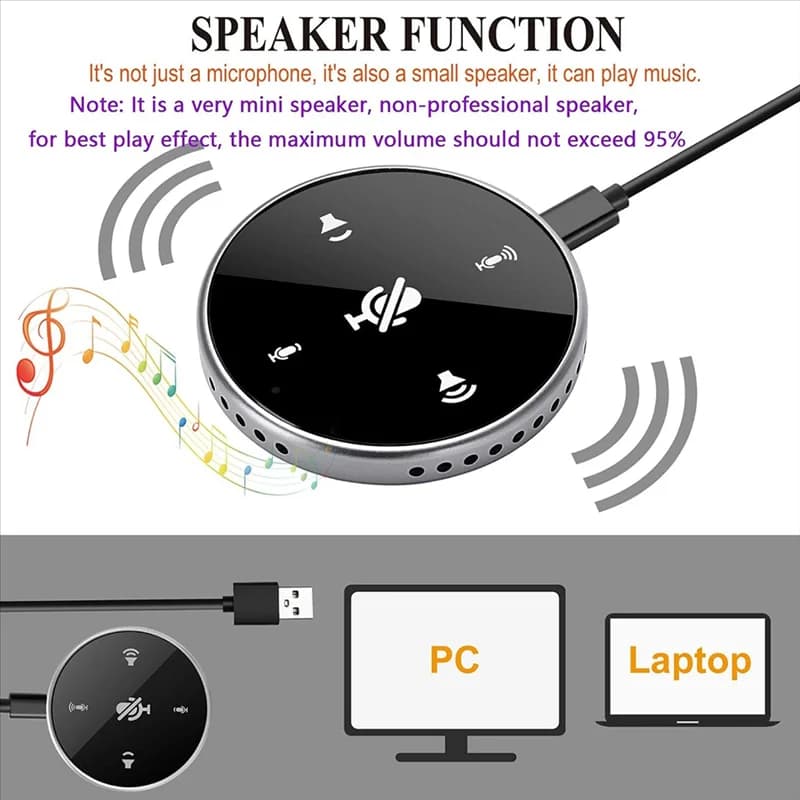 BTLIFE-Microfono per conferenze USB omnidirezionale per laptop con altoparlante, per riunioni Zoom, chiamate vocali, microfono per computer