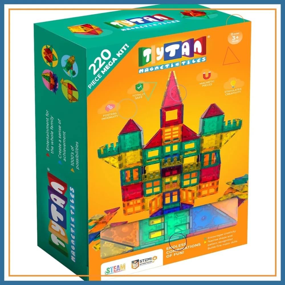 Set di Costruzioni Magnetiche da 220 Pezzi: Castelli 3D, Veicoli, Navi Spaziali – Giocattolo STEM per Bambini dai 3 Anni in su
