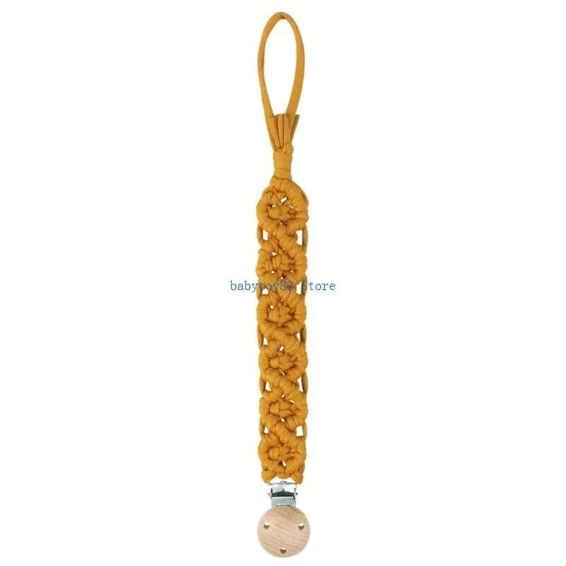 Y4UD Cotton Face fatti a mano Crochet Catveser Chain morbido neonato calciatore lenitivo faggio in legno Clip baby mastica