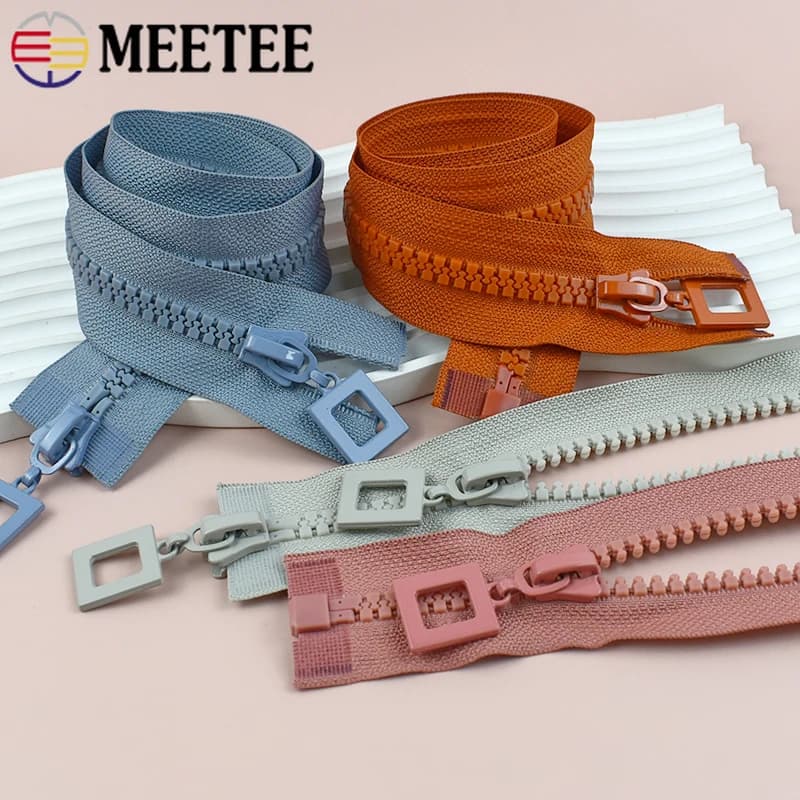 8 # Meetee 80-120 cm Cerniera in resina Cerniera con cursore singolo/doppio Cucito Cappotto Borsa Indumento Open-End Decor Cerniere Kit di riparazione Accessori