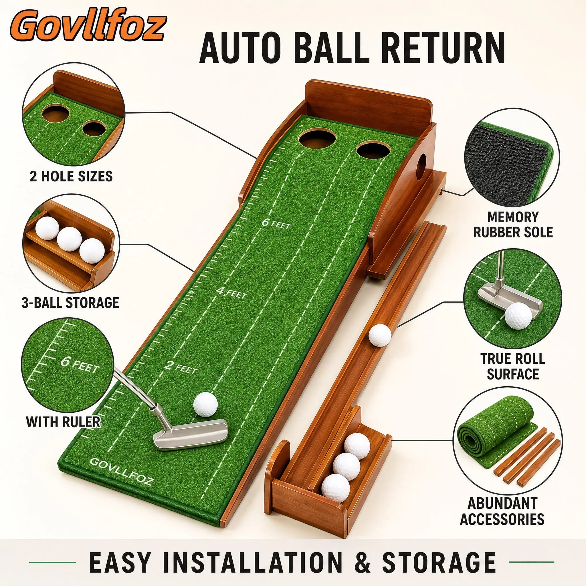Tappetino Professionale Portatile per Pratica Golf, Rimovibile, per Ufficio, Casa, Mini Set di Allenamento per Esterni e Interni, Strumento per Pratica Golf