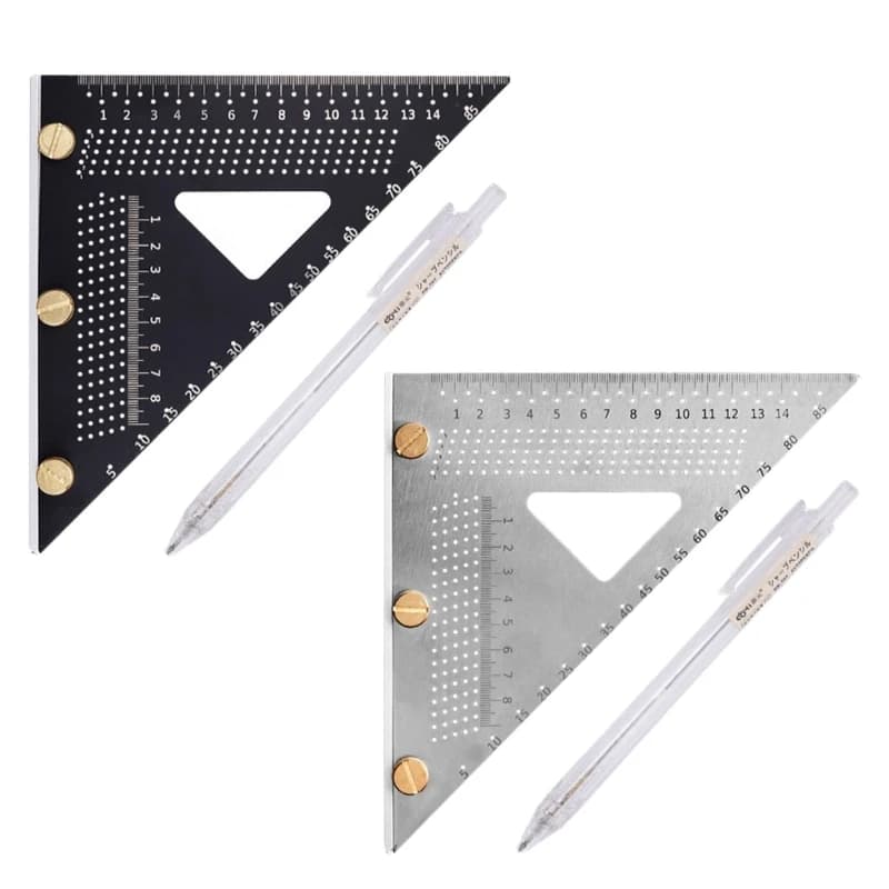 Board Layout Square Set, 90 Degree Metal Ruler with Guide Holes and Pencil for Cabinet and Frame Fitting Work Use Top Sale