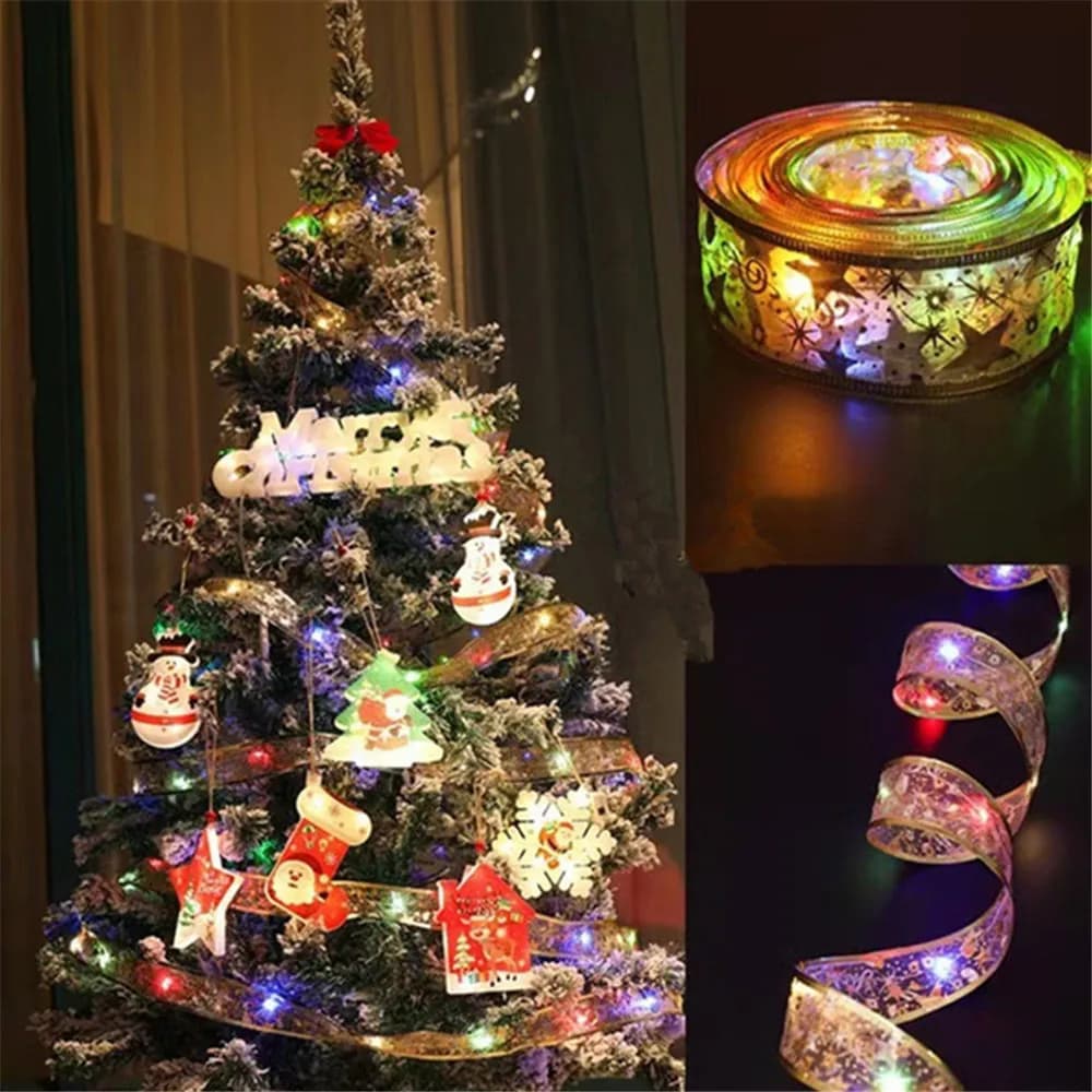 2/5/10M Ribbon Fairy Light String Christmas Decorations for Home Xmas Holiday Navidad Gifts New Year 2027 Wedding Decoration