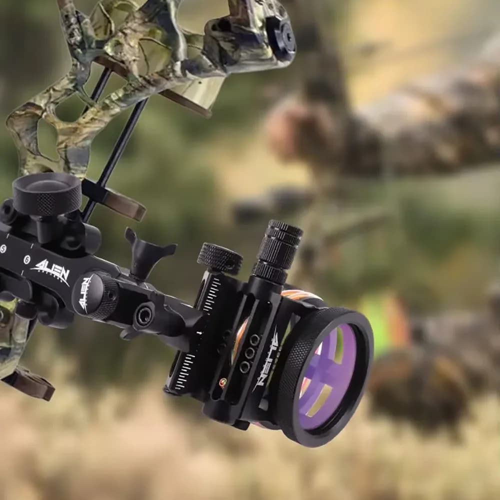Aluminum Alloy 5-Pin Archery Aiming Sight with 2/4/6/8x Lens for Composite Bow Hunting Accessories