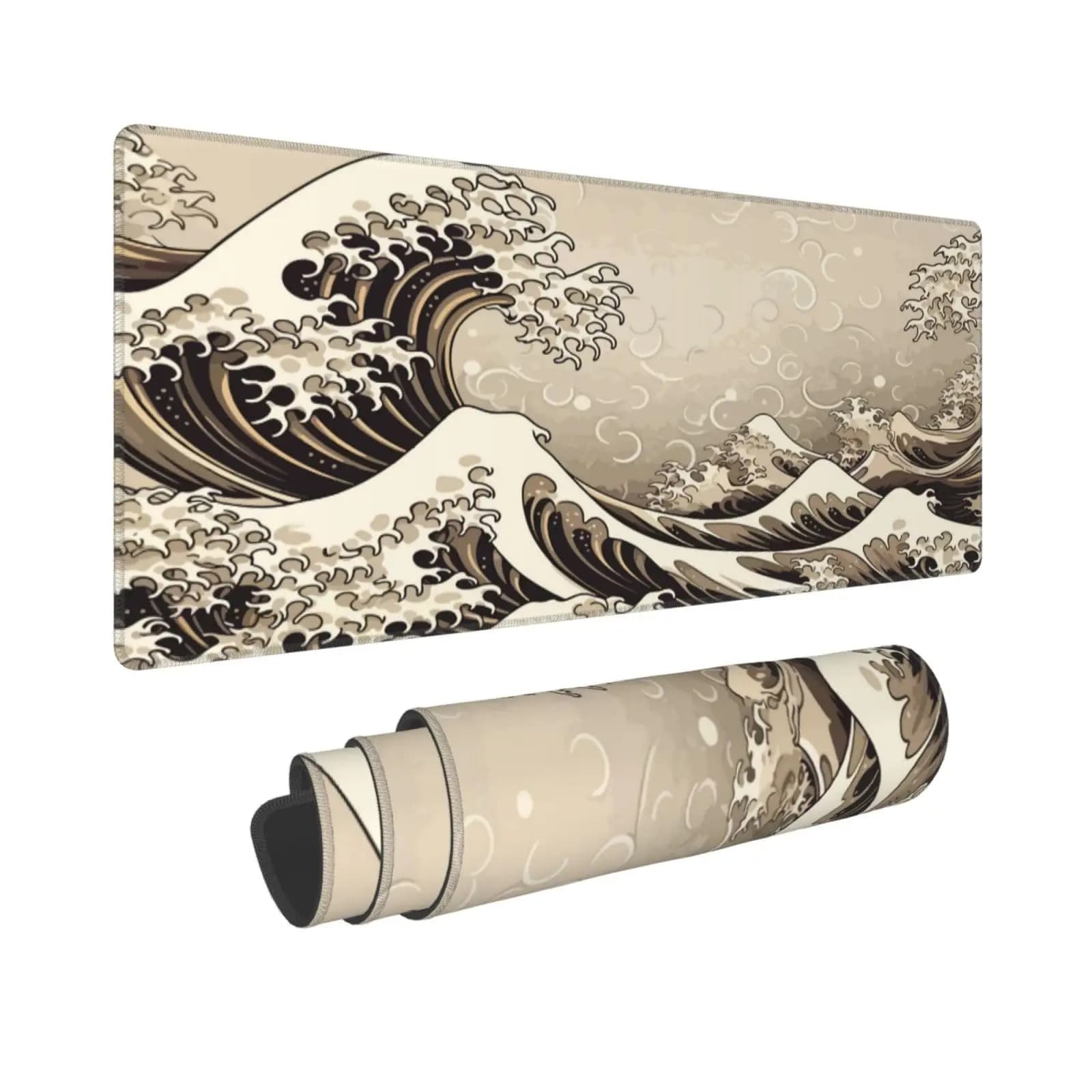 Tappetino per mouse da gioco Kanagawa Sea Wave giapponese di colore dorato XL Tastiera grande estesa Base in gomma antiscivolo per l'home office