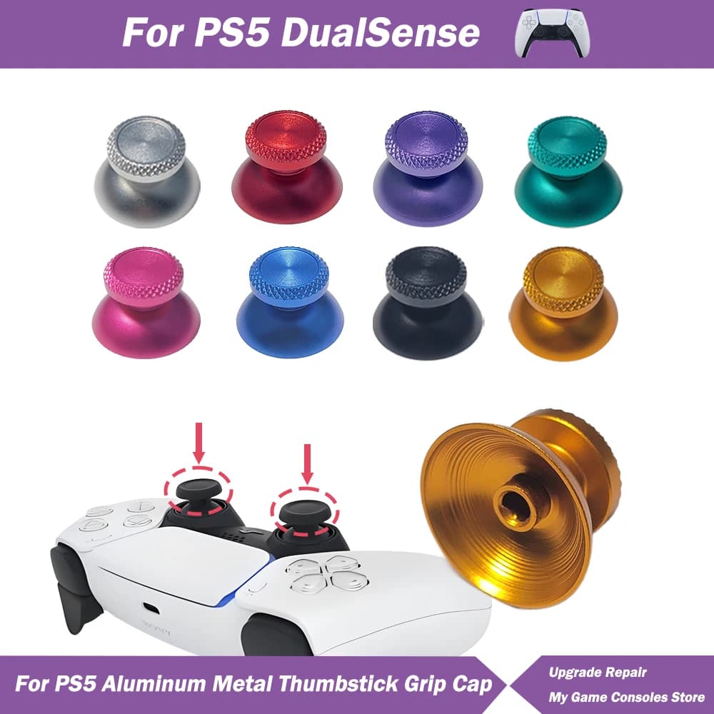 Tappo per impugnatura per joystick analogico in metallo e alluminio da 2 pezzi per controller PS5 Accessori per gamepad Cappucci bilancieri di ricambio