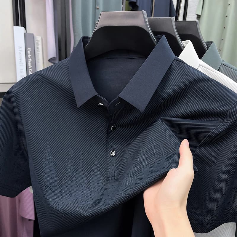 TFETTERS 2026 Polo Estiva da Uomo Lusso Leggero Business Testurizzata con Colletto Versatile, Morbida e Setosa, Casual a Maniche Corte, per Golf