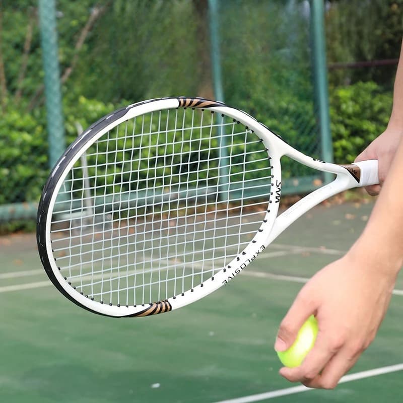 Racchette da Tennis Professionali in Fibra di Carbonio Composita, Racchette per Principianti, Racchetta Singola per Allenamento, Attrezzatura Sportiva Resistente