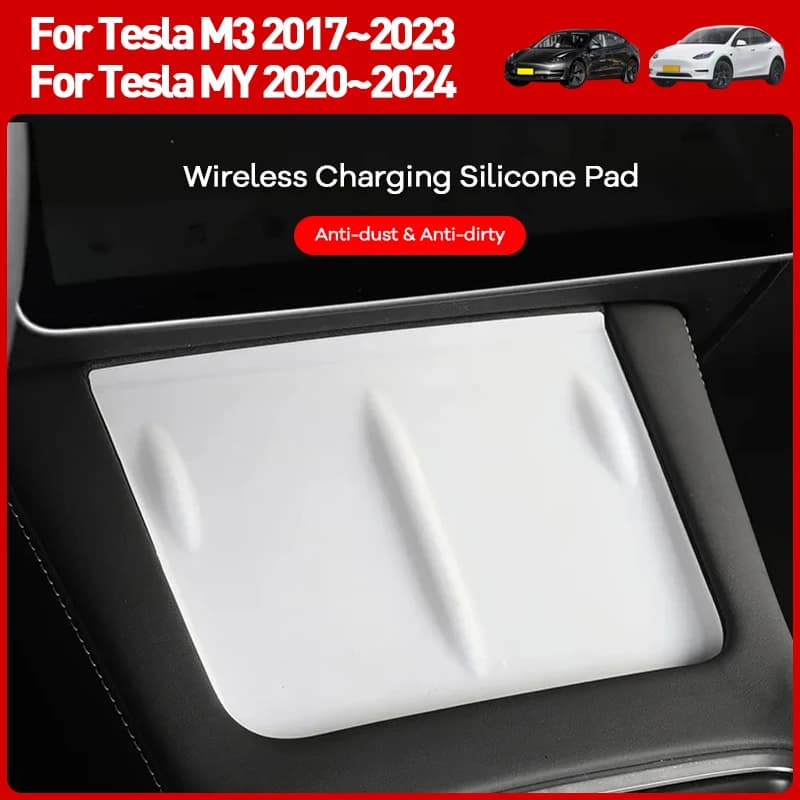 Silicone Wireless Charging Pad for Tesla Model 3 Y 2021 2022 2023 Phone Mount Silicone Non-slip Pads Car Accessories