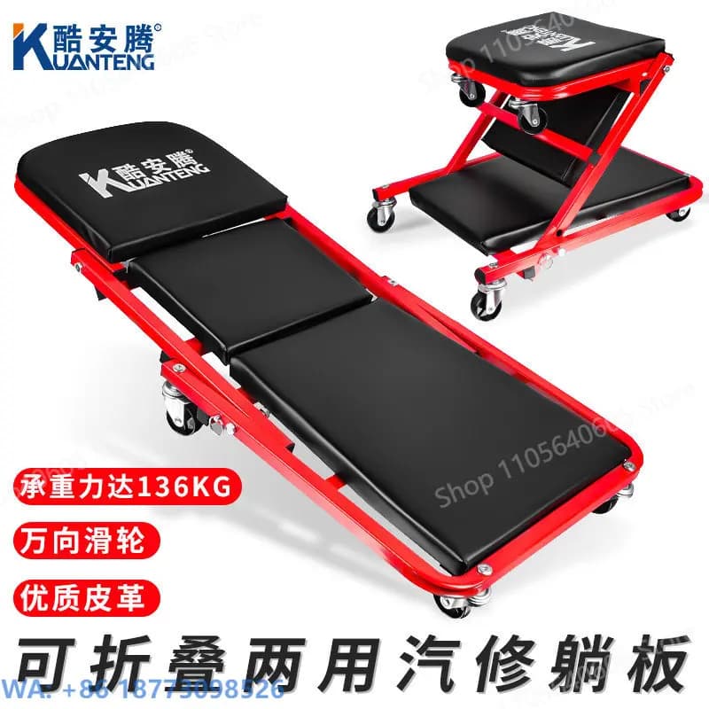 Multifunctional Foldable Dual-purpose Butter Auto Repair Lying Board, Skateboard Universal Wheel Iron Auto Maintenance Tool,1PCS