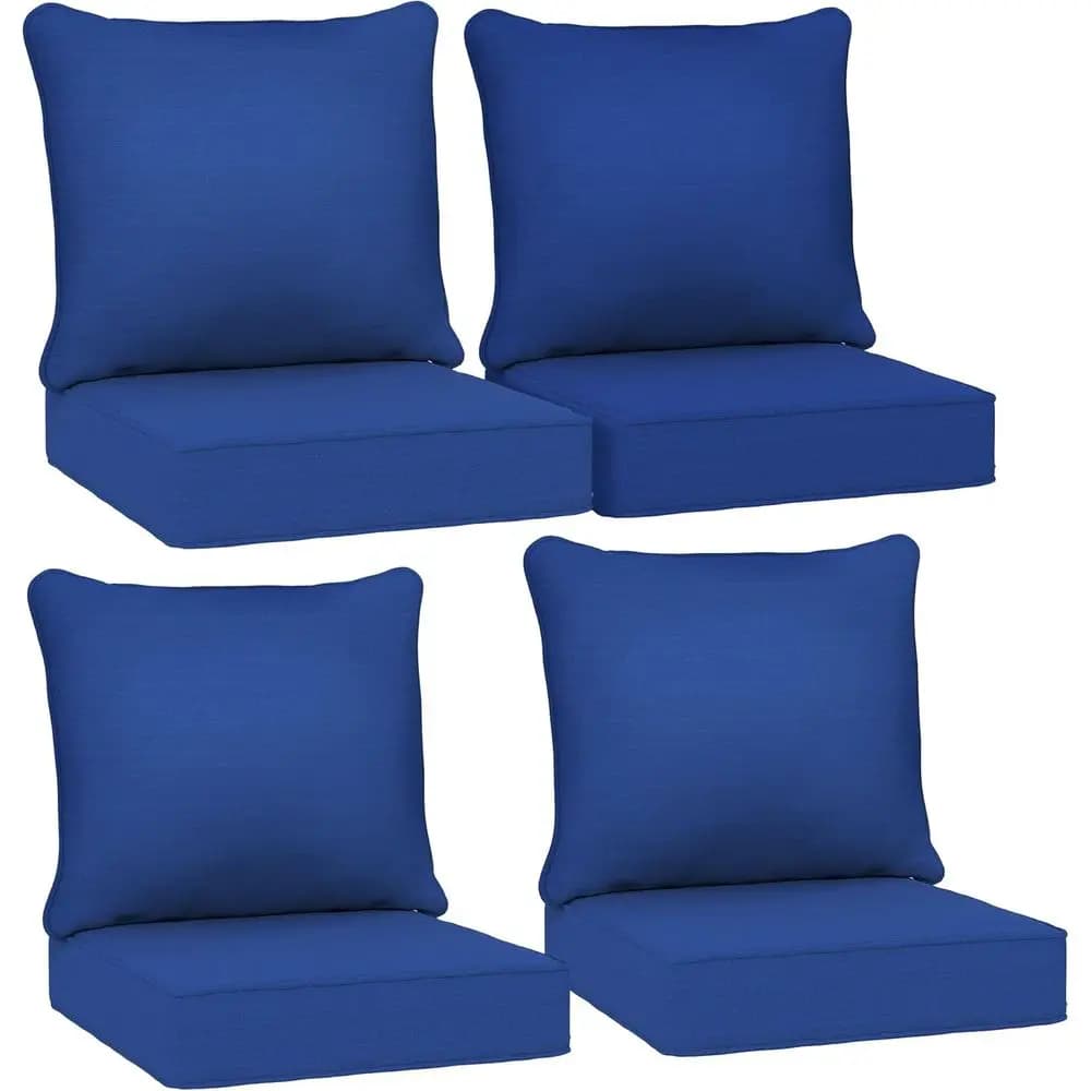 Outdoor Chair Cushions Set of 4 Fade Resistant 24x24 in Navy Blue | Fade Resistant, Patio Cushions or Deep Seat Chair, Sofa, Out