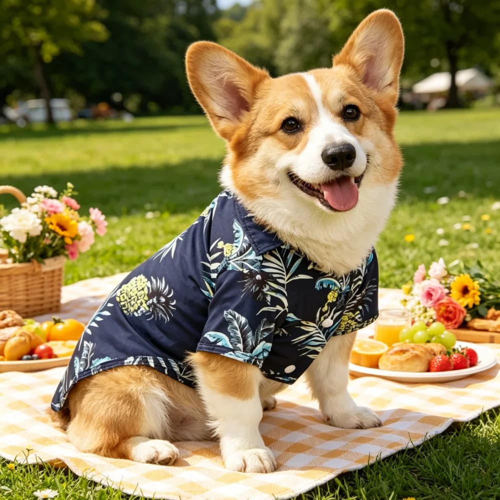 1PC Small/Medium Dog Hawaiian Pineapple Palm Tree Themed T-Shirt, Suitable for Spring and Summer, Ideal for Dogs/Cats