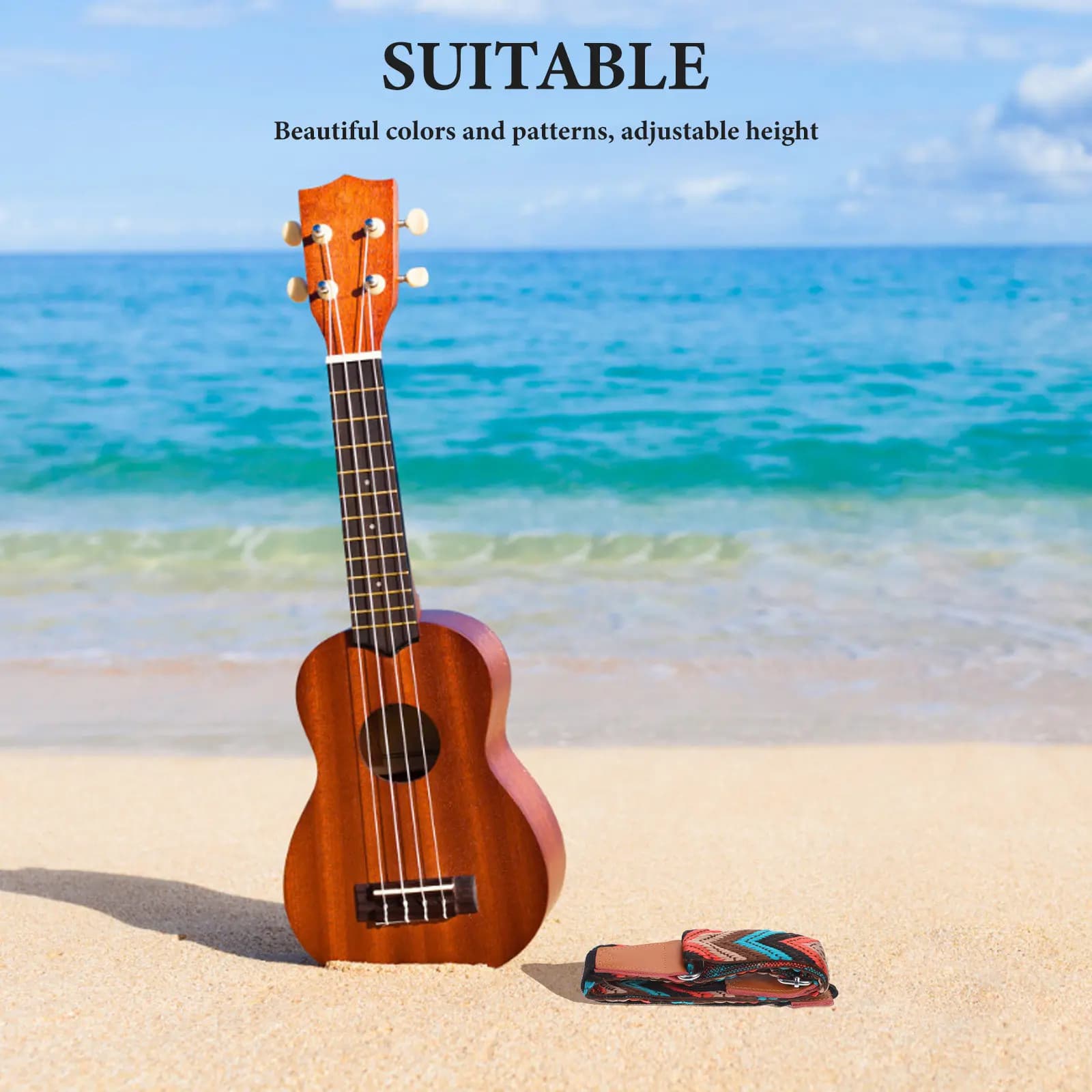 Tracolla regolabile per ukulele, doppia, intrecciata, morbida e confortevole, accessorio per strumento musicale, adatta per ukulele da 21, 23, 26 pollici
