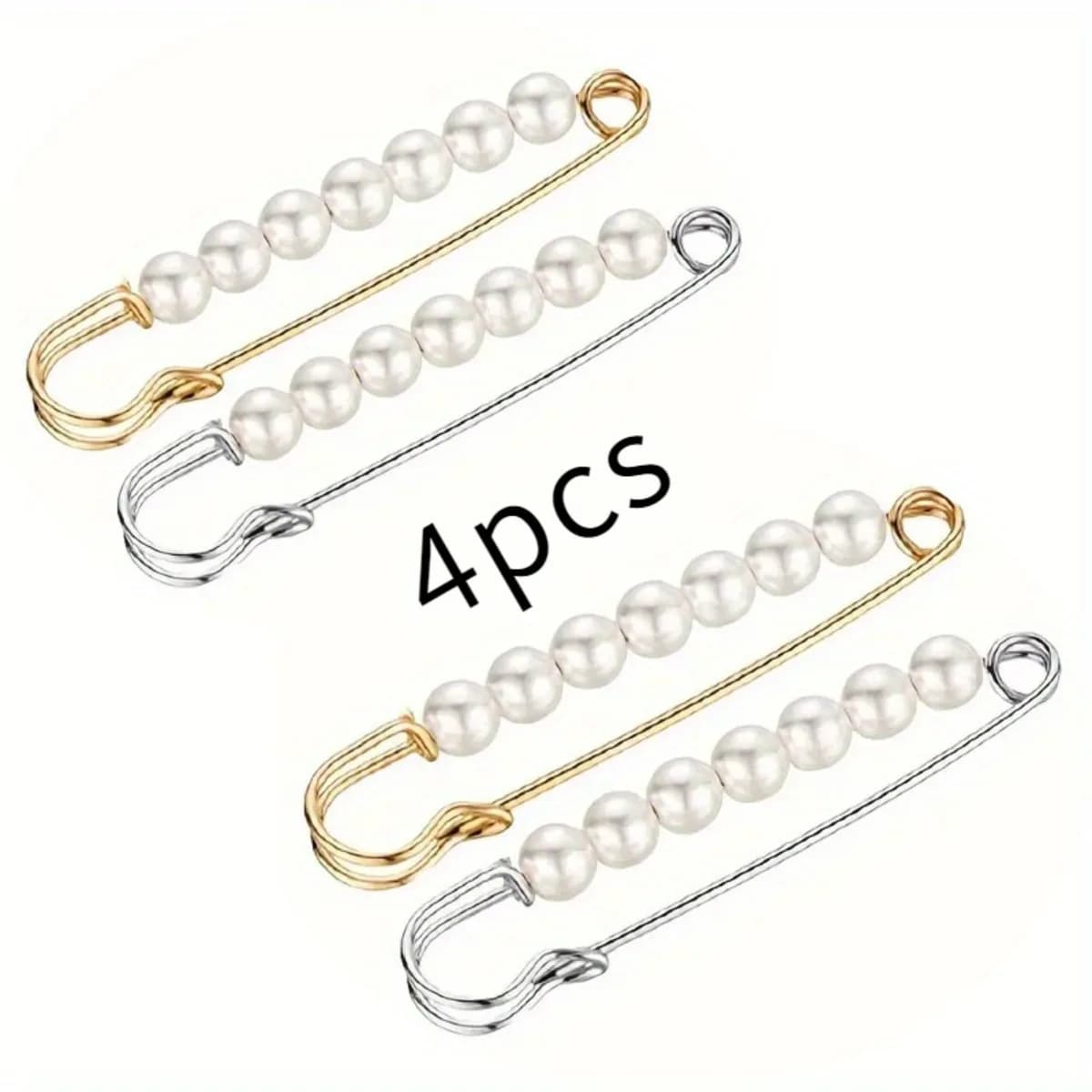 Set di 4 Spille Decorative con Perle Artificiali, Fermagli Multifunzionali per Abbigliamento, Clip per Sciarpe, Fascia per Capelli, Eleganti Accessori per Fissare Maglioni, Gioielli per Donne, per Uso Quotidiano, Banchetti e Outfit Festivi
