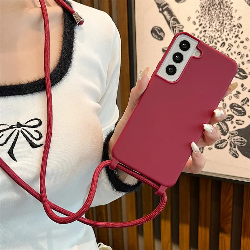Custodia con cinturino con cordino a tracolla per Samsung Galaxy S26 S25 Edge S24 S23 S22 S21 S20 FE Plus Nota 10 20 Ultra A41 A21S 5G Cover morbida