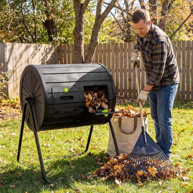 Compost Tumbler 37.5 Gallon Large Outdoor Compost Bin-Black