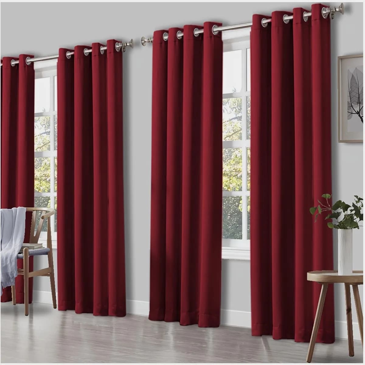 4-Piece Thermal Blackout Curtains – Triple-Weave Fabric for Light Control & Warmth, Grommet Top Design, Soft Polyester-Linen Ble
