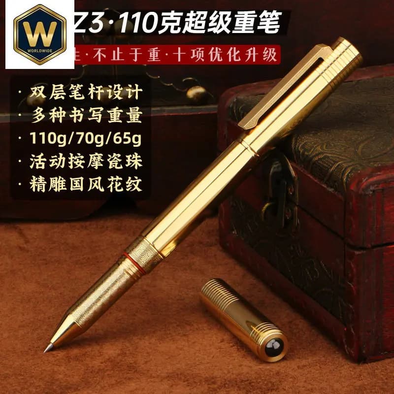 Zaitang Z3 Heavy Feel Signing Pen, Creative Business High-Grade Gel Pen Calligraphy Practice Metal Brass Solid Copper Pen Barrel