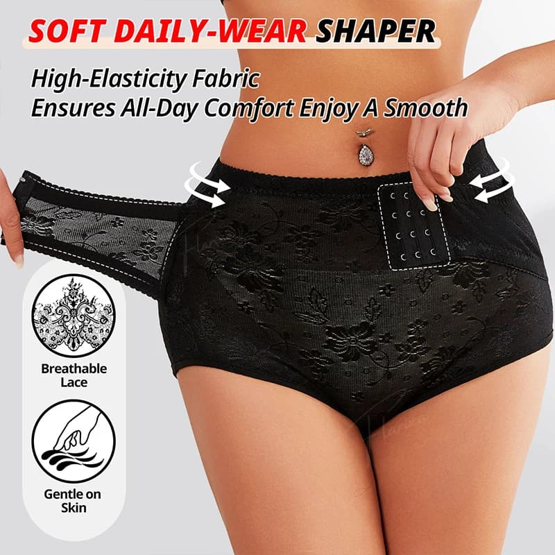 Flarixa Lace Vita Trainer Shaper Mutandine Donna Lower Addome Shapewear Slip con ganci Pancia Compressione Biancheria intima Hip Lift
