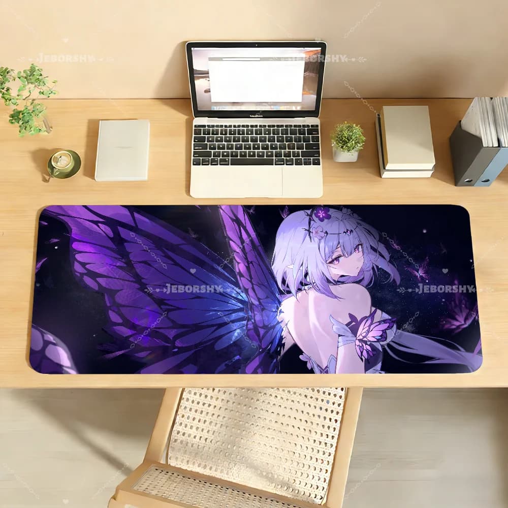 Tappetino per mouse stampato Anime Honkai Castorice, base in gomma antiscivolo, tappetino da scrivania grande, tappetino per tastiera da gioco per laptop, ufficio, gamer