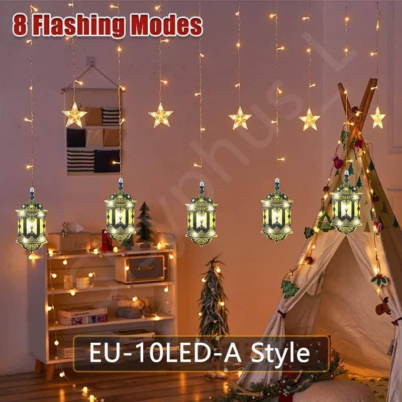 Luci Ramadan 3M con Spina EU, Luci Scintillanti a Forma di Stella per Decorazioni Festa e Interni