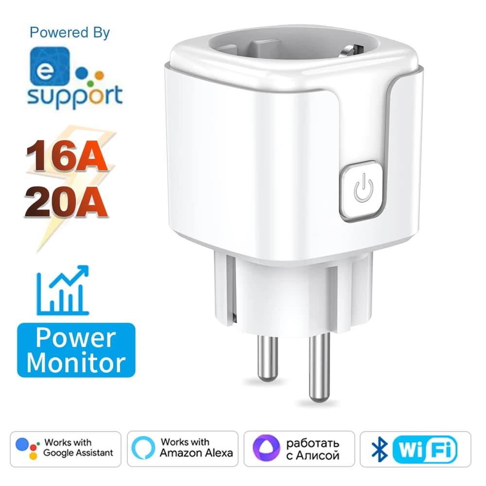 Ewelink Smart WiFi EU socket with power monitoring timing function 16A/20A Voice socket Works with Alexa Google Home Alice