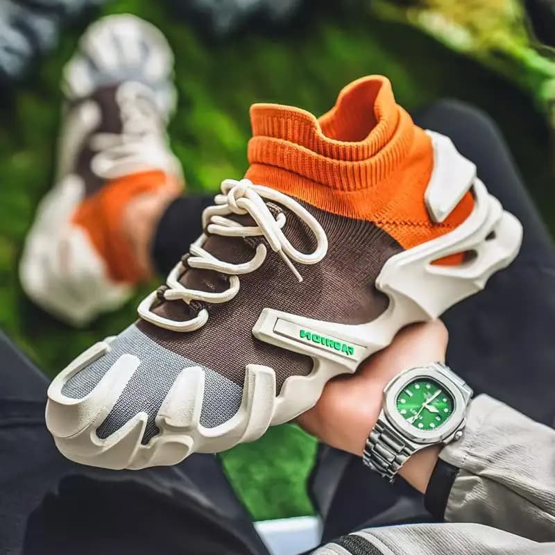 Scarpe Casual da Uomo con Design a Blocchi di Colore, Suola Spessa Funzionale, Stile Mecha, Versatili e Abbinabili a Tutto