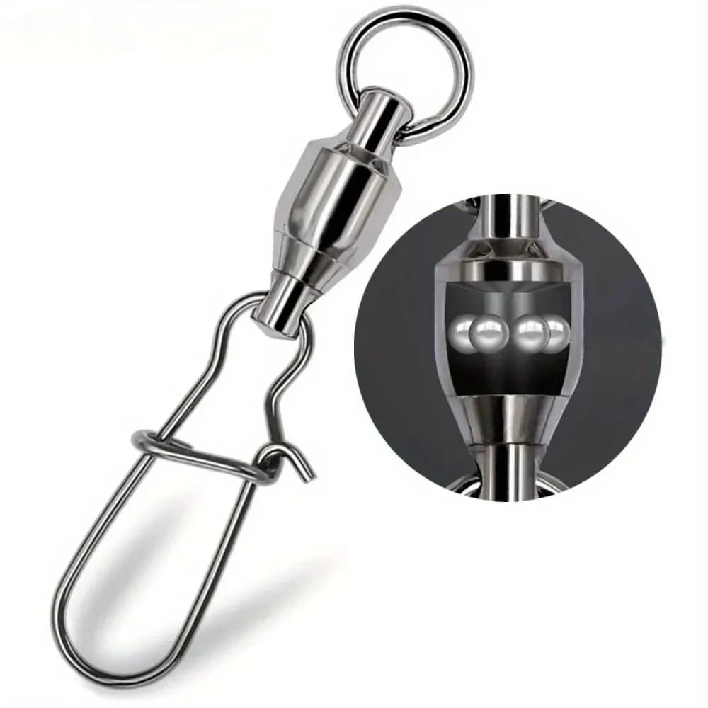5PCS Swivel Snap Connector Pin Ball Bearing Rolling Ring Buckle Kit Pesca Lure Line Connect Cross Lock Fishing Tools