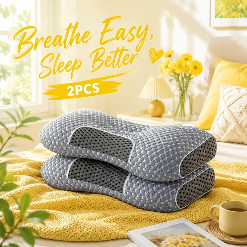2 Pieces Orthopedic Neck Support Pillows, Adjustable Massage Design, High-quality Core for All-season Sleeping Comfort