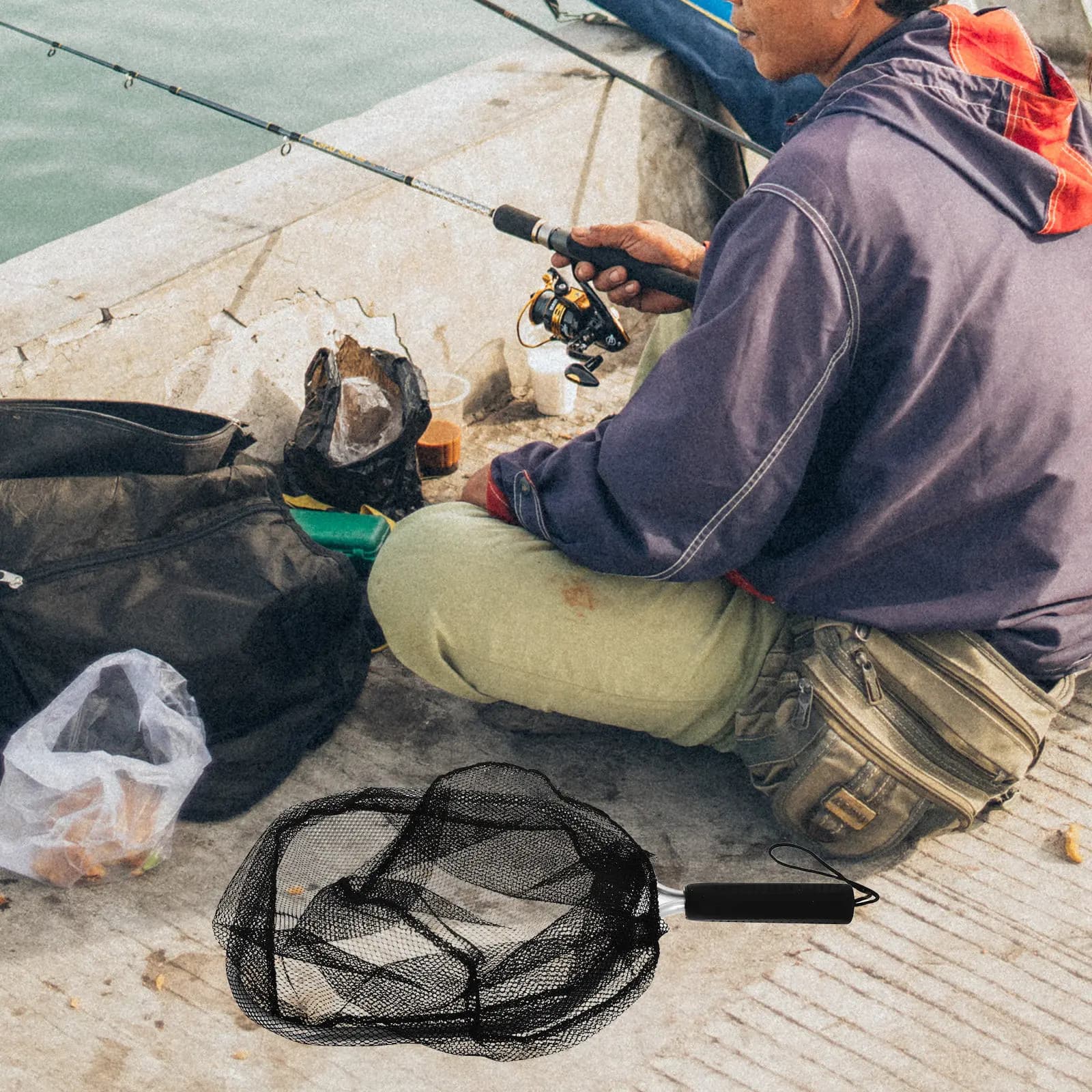 Portable Floating Fishing Net Lightweight Fine Mesh Design for Small Fish Crabs Shrimp Scooping Stream River Pond Kayak Shore