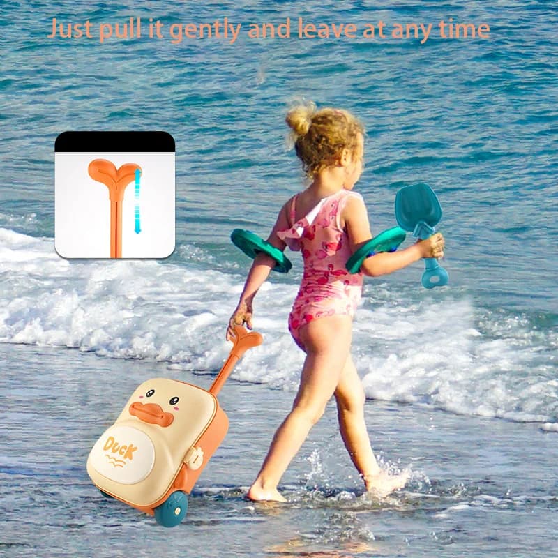 Giocattoli da spiaggia per valigie da tirare per bambini - Set completo di sabbia per astronauta con secchiello, rastrello, stampi, giochi da spiaggia all'aperto