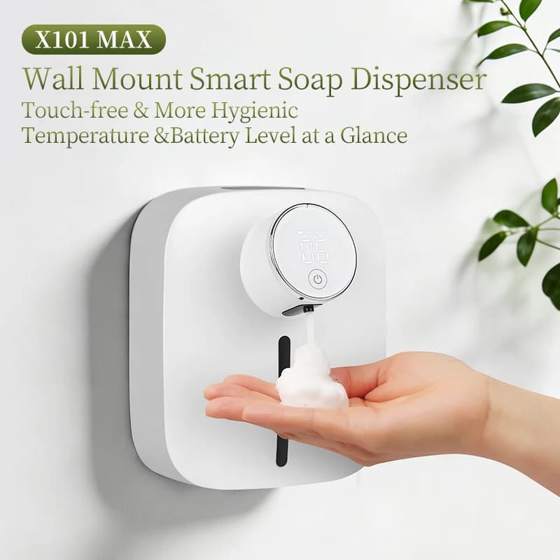 New Soap Dispenser Automatic Wall-mounted Rechargeable Temperature Display Liquid Foam Soap Dispensers Hand Sanitizer Machine