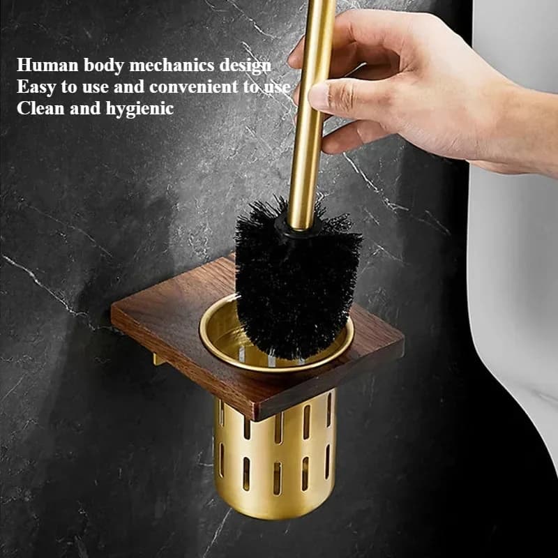 Porta scopino per WC da bagno creativo per la casa. Spazzola per WC portatile in legno di noce