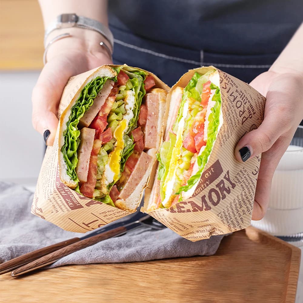 50 pezzi involucri per sandwich carta cerata per alimenti hamburger patatine fritte pane olio da forno carta da imballaggio strumenti di cottura