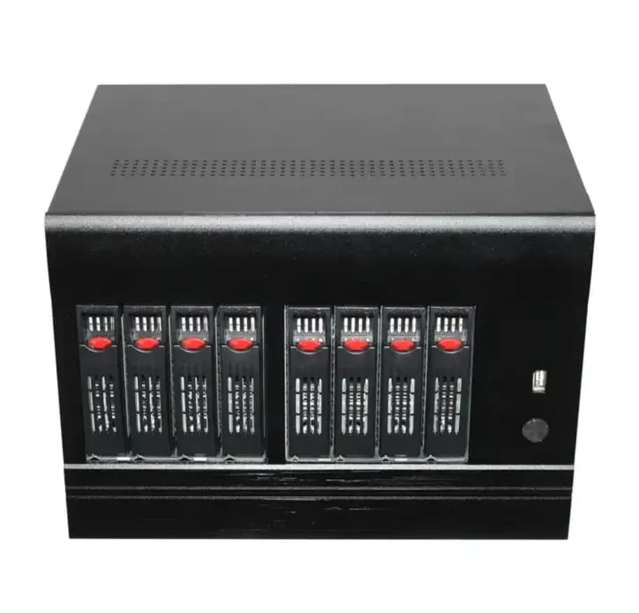 8 Bay Mini ITX Horizontal Server Case Full Tower Cloud Storage Nas Enclosure with Fan Plastic ATX Style in Stock Product