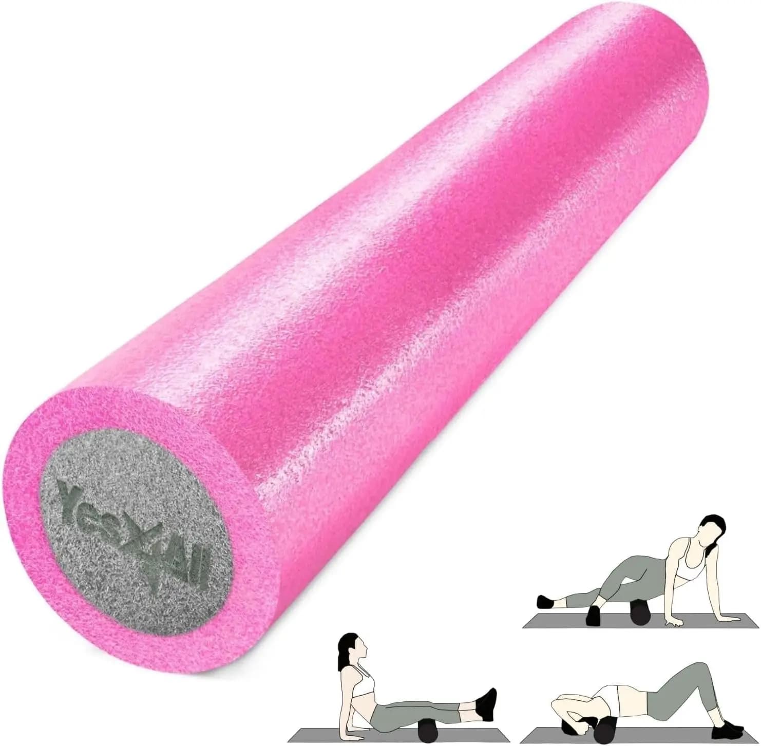 36 inch medium and durable PE foam roller - premium two-layer PE to relieve back pain, deep fabrics, leg massage, physique