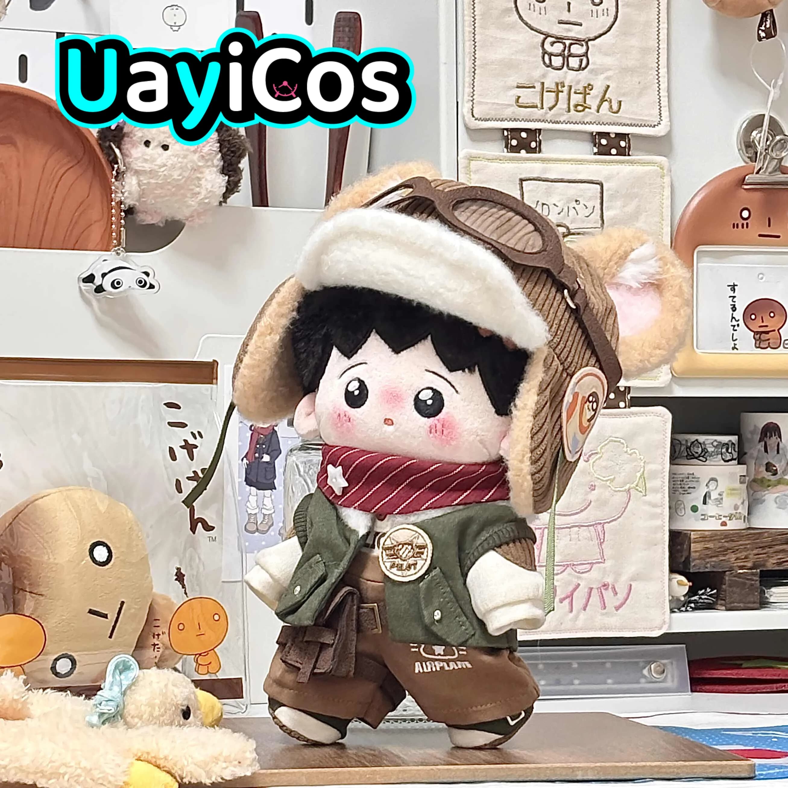 Dresses for Dolls 20 cm: Topo Pilot Costume with Hat, Eyewear, Coat, Vests, Trousers, Shoes and Triangular Towel - Perfect for Dolls, Souls and Toys