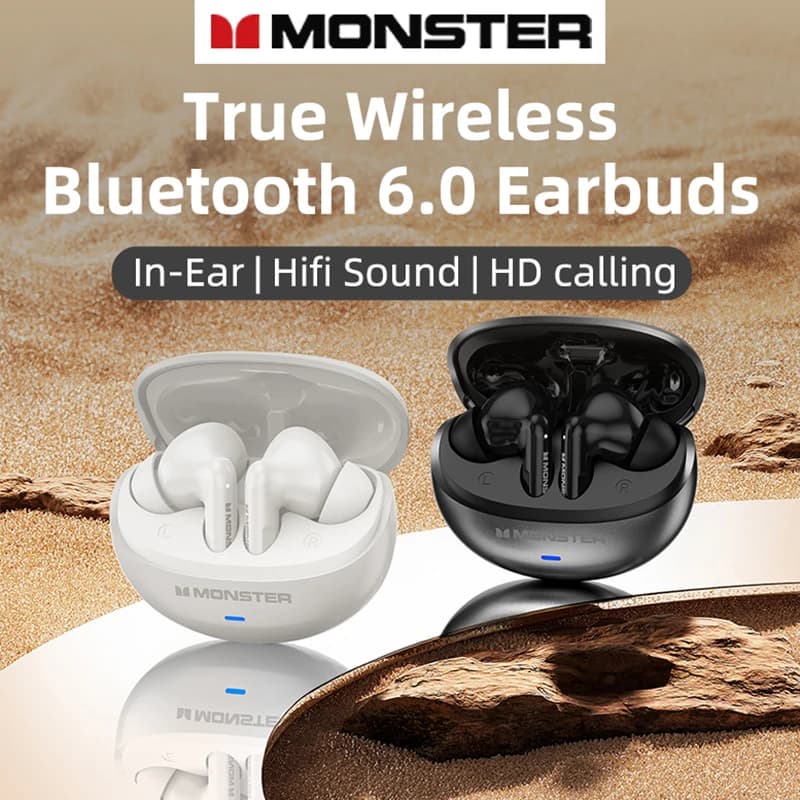 Monster MQT39 Bluetooth 6.0 Wireless Headphones TWS Hifi Stereo Headphones Noise Reduction Gaming Headphones Sports Headphones with Microphone