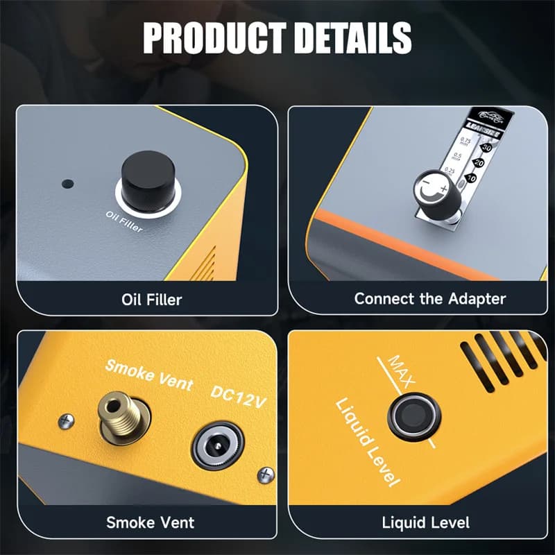 FOXWELL SD101PRO Strumento Diagnostico Automobilistico, Generatore di Fumo 12V, Analizzatore di Perdite nel Sistema EVAP, Rilevatore di Fumo per Auto e Camion