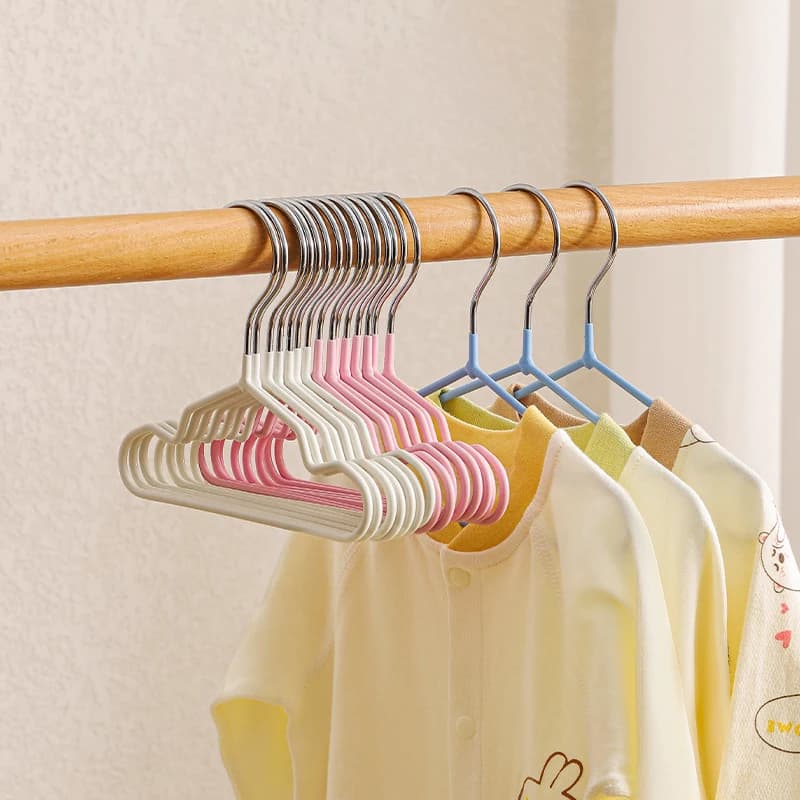 Kids hangers Anti-slip rubber coating Kids clothes hangers Metal baby hangers for organizing baby coat pants
